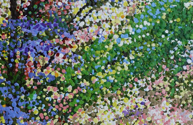 detail "Celebrate life" painted by Marian van Zomeren- van Heesewijk with acrylic paint on linen 80 x 60 cm. 