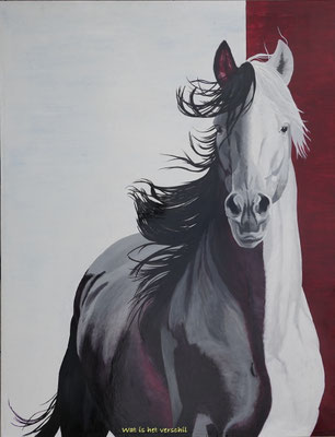 2020 "What is the difference". Painted by Marian van Zomeren- van Heesewijk with alkyd on panel 1495 mm x 1195 mm