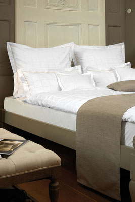 Hotel bed linen check satin blended fabric