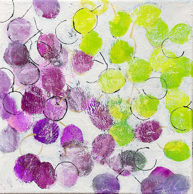 『Grape』　キャンバスにアクリル ／200mm×200mm×37mm／2024年