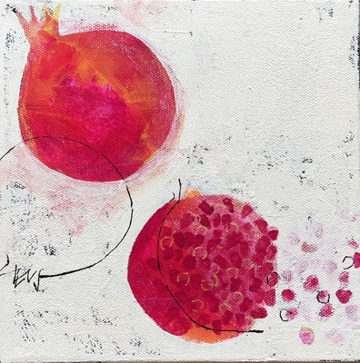 『Pomegranate』　キャンバスにアクリル ／200mm×200mm×37mm／2024年