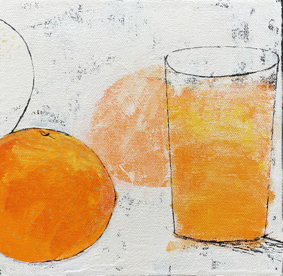 『Orange』　キャンバスにアクリル ／200mm×200mm×37mm／2024年