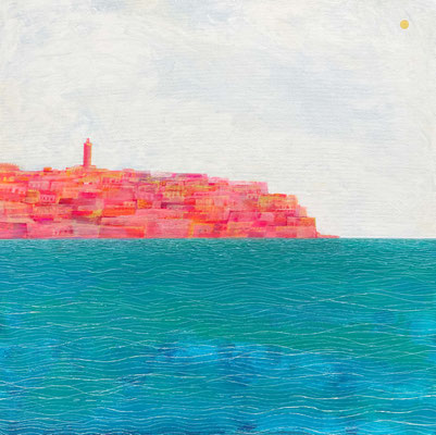 『Seaside Town』　キャンバスにアクリル ／530mm×530mm×63mm／2024年