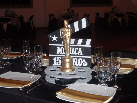 Centro de mesa temática premios Oscar en Cajicá