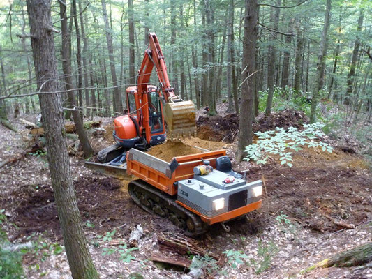 Loading soil into the crawler carrier, Riverlands State Park, Turner, ME, 2010