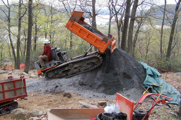 Moving material for trail surfacing with the crawler carrier, Bear Mtn., NY, 2010