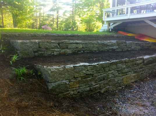 Tiered retaining wall, Belgrade, ME, 2012