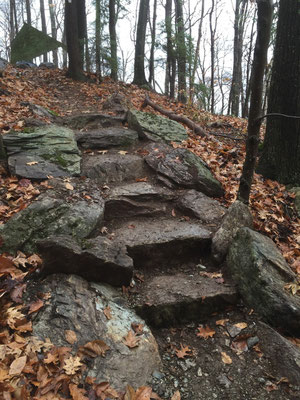 A stone staircase on a newly relocated section of the Appalachian Trail, Williamstown, MA, 2014