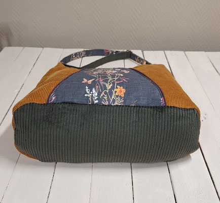 dessous sac hobo femme en velours côtelé vert