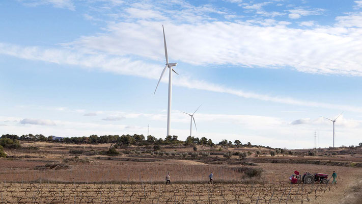 Planned project, designed and developed by Eolic Partners: Torre Madrina Wind Farms, Coll del Moro and Vilalba dels Arcs. Terra Alta, Catalonia, Spain. Inaugurated between 2010 and 2012 - Copyright Eolic Partners