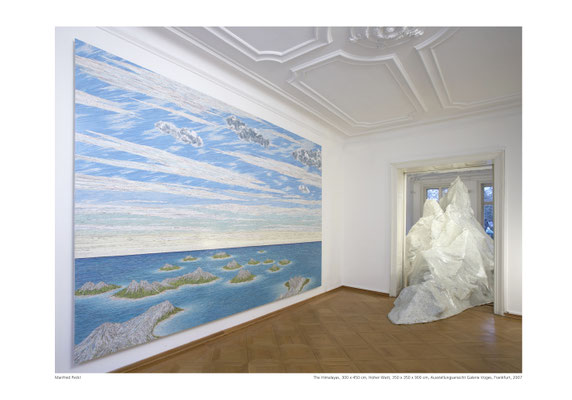Installation View, The Himalayas, 300 x 450 cm, 2007, Hoher Watt, 900 x 350 x 350 cm, Voges & Partner Gallery, Frankfurt/M, 2007