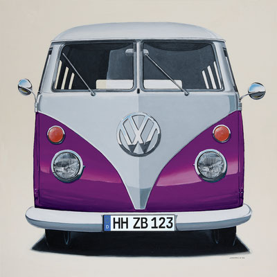 VW Bus violett Leinwanddruck