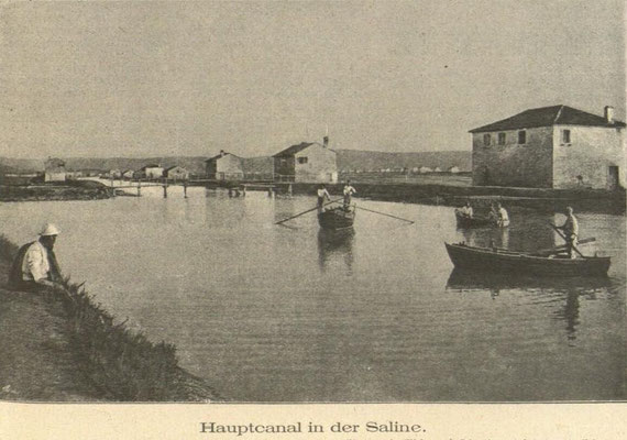 Der Hauptkanal der Salinen von Secovlje - Sicciole 1893