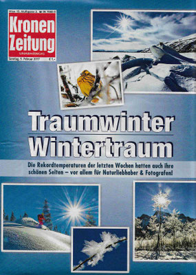 Auch die Kronen Zeitung titelt nach den Rekordtemperaturen der letzten Wochen von einem Traumwinter und Wintertraum