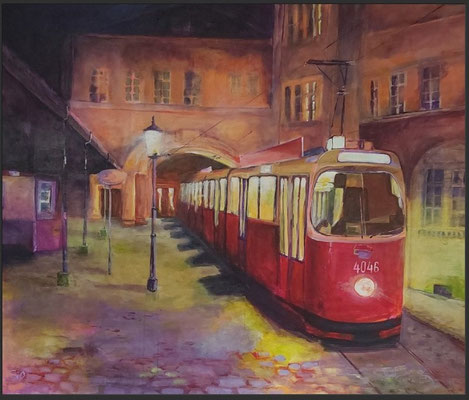 "Straßenbahn" 120 x 100 cm von Silke Offermann