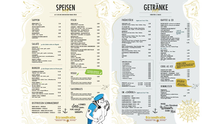 Speisekarte Strandhalle Juist
