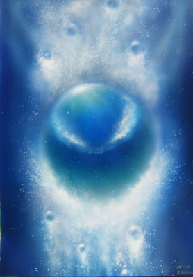 「与論の海を閉じ込めて・・・」　2007年作　第19回全日本アートサロン絵画大賞展/自由表現部門・佳作