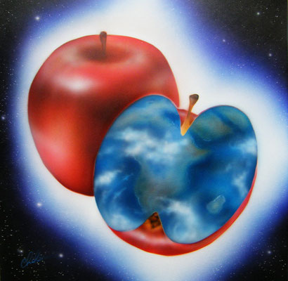 「世界は１つの林檎から」　40×40cm/2009年作