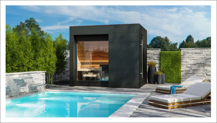 Premium Chalet Sauna & SPA mit einer Trespa-Optik 