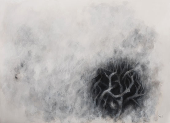 Ferdinando Pagani, "...si perdono nel vuoto", 2014-15, acrilico su tela, 180x260 cm.
