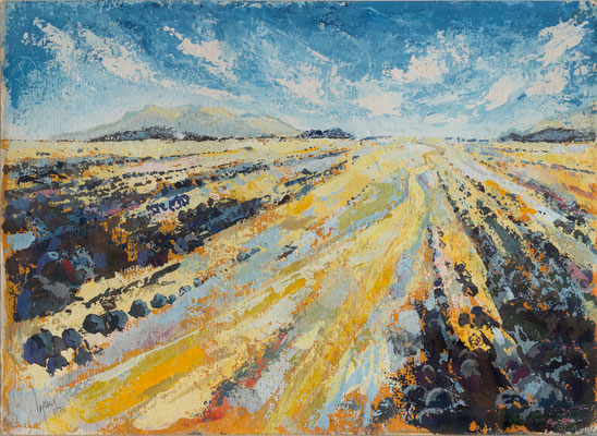 Ferdinando Pagani, "Deserto in Kenya", 1974, tempera, 24x33 cm.