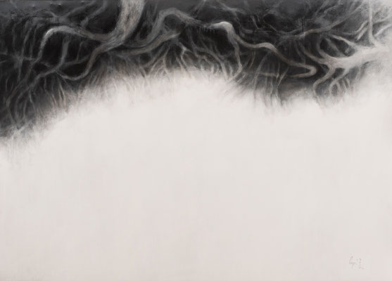 Ferdinando Pagani, "...le radici vengono dal cielo", 2014-15, acrilico su tela, 180x260 cm.