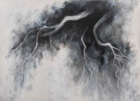 Ferdinando Pagani, "...fulmini di legno", 2014-15, acrilico su tela, 180x260 cm.