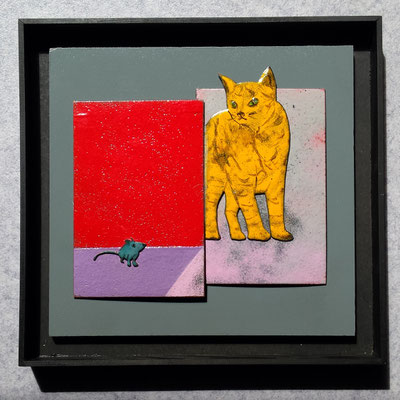 in lijst 30x30 kat en muis 