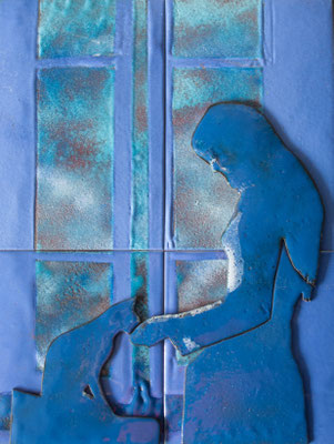 ong. 20x30cm vrouw met kat