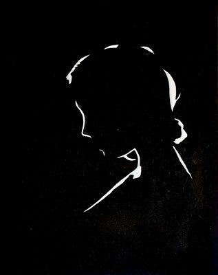Silhouet, emaille op paneel