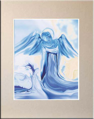 Nr.2 Bild - Hellblauer-Engel  Kunstdruck mit Karton-Passepartout, Farbton hellbeige, 40x50 cm, signiert € 55,--    + Porto 