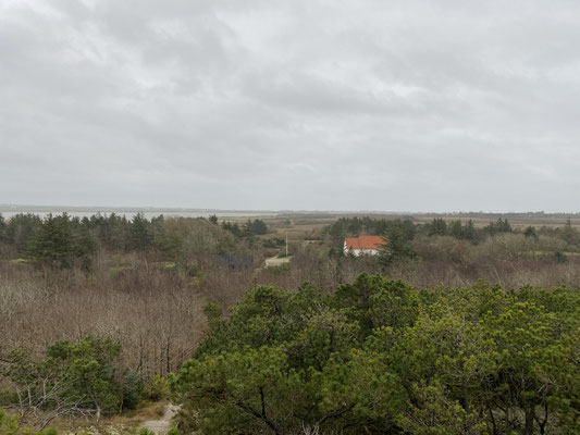 Blick auf Lodbjerg Kirke von der Wanderung aus