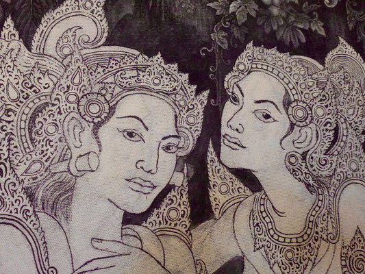 Bild: Gemälde aus der Ausstellung im Tempel Pura Bukit Sari in Ubud auf Bali