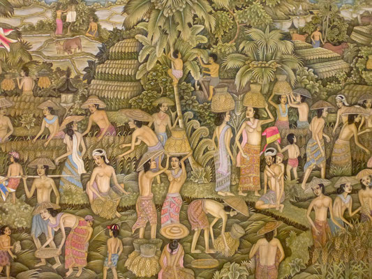 Bild: Gemälde aus der Ausstellung im Tempel Pura Bukit Sari in Ubud auf Bali