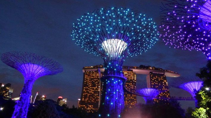 Bild: Marina Bay Sands Hotel bei Nacht in Singapur