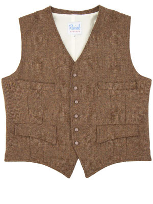 Revival Vintage - 1940s Vintage Granville Herringbone Waistcoat Cedar Brown