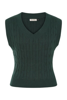 Oliv Waistcoat Knitted Green Vintage Wintergilet