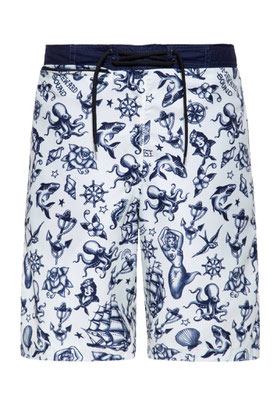 King Kerosin - Swim Shorts Sailor Tattoo Offwhite