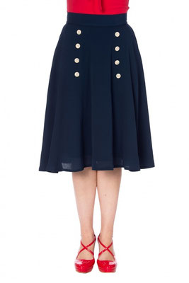 Banned - Cute as a Button Skirt Navy Blue