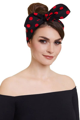 Dolly & Dotty - Rockabilly Headband in Black & Red Dots