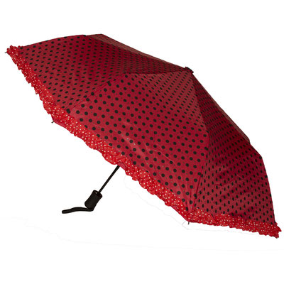 Soake Umbrella - Polka with Frills and Sparkles Red folding Umbrella