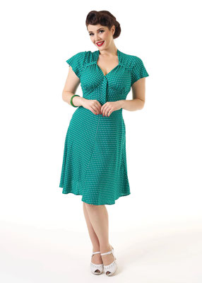 Pretty Retro - Pretty 40s Tea Dress in Green Polka