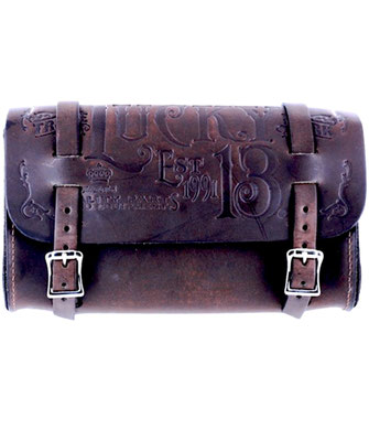 Lucky 13 - The MFG Co Embossed Leather Tool Pouch Antiqued Brown