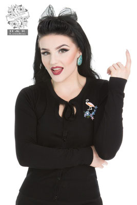 Hearts & Roses - Jean Flamingo Cardigan Black