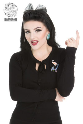 Hearts & Roses - Jean Flamingo Cardigan Black