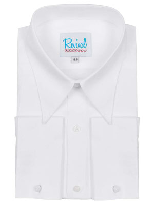 Revival Vintage - 1940s Spearpoint Collar Shirt French Cuff, White