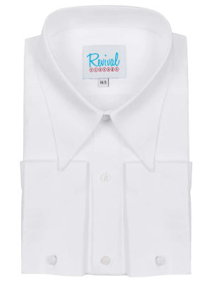Revival Vintage - 1940s Spearpoint Collar Shirt French Cuff, White