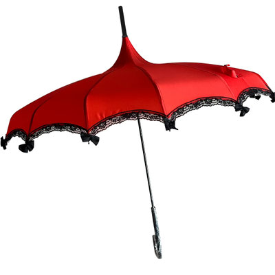 Boutique Lace and Bows Pagoda Umbrella, Red