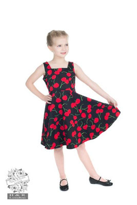 Hearts & Roses - Black Bombshell Cherry Swing Dress Kids