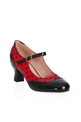 Banned - Steppin' Style Mary Jane Heels Polkadots Red Black